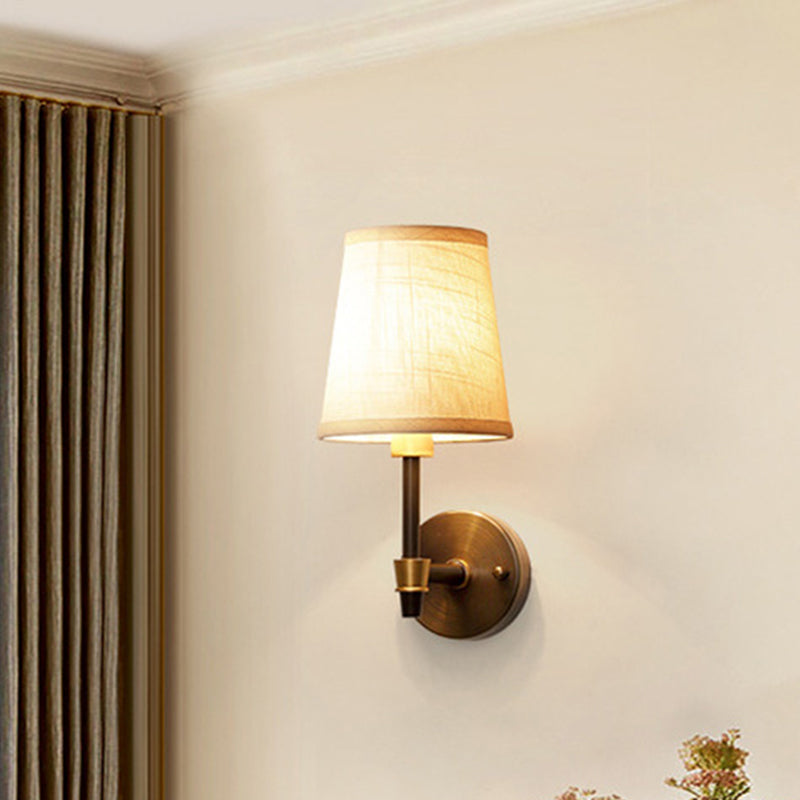 Aurélie Traditional Shaded Wall Light in Gold with Fabric & Glass