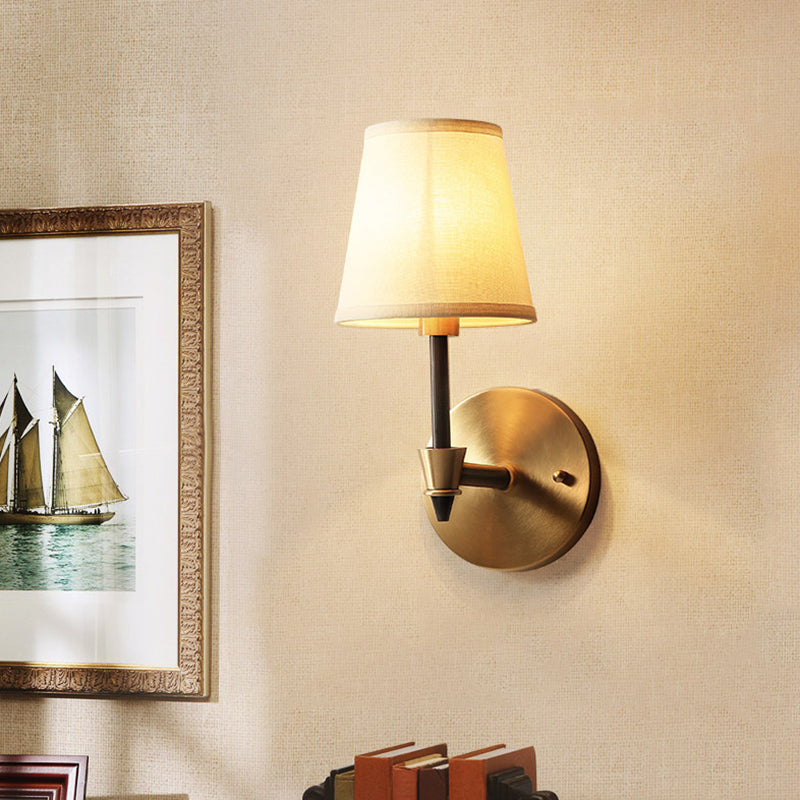 Aurélie Traditional Shaded Wall Light in Gold with Fabric & Glass
