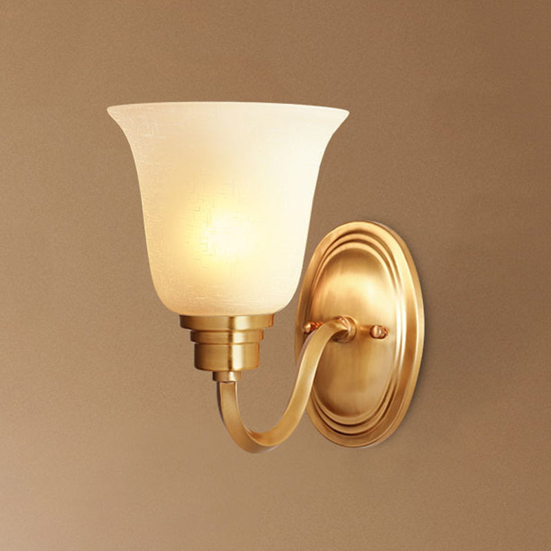 Aurélie Traditional Shaded Wall Light in Gold with Fabric & Glass