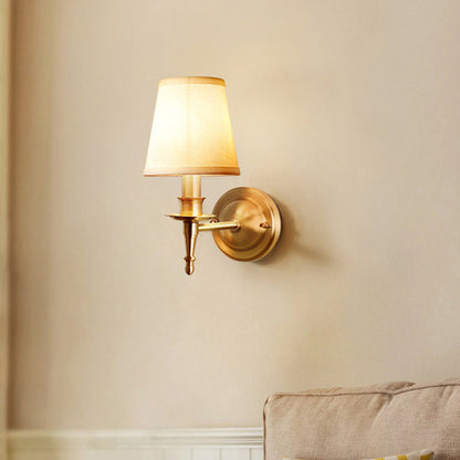 Aurélie Traditional Shaded Wall Light in Gold with Fabric & Glass
