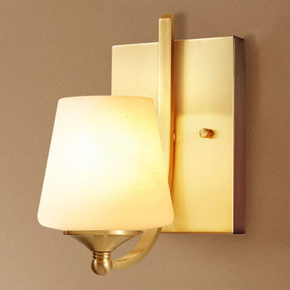 Aurélie Traditional Shaded Wall Light in Gold with Fabric & Glass