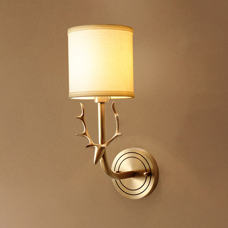 Aurélie Traditional Shaded Wall Light in Gold with Fabric & Glass