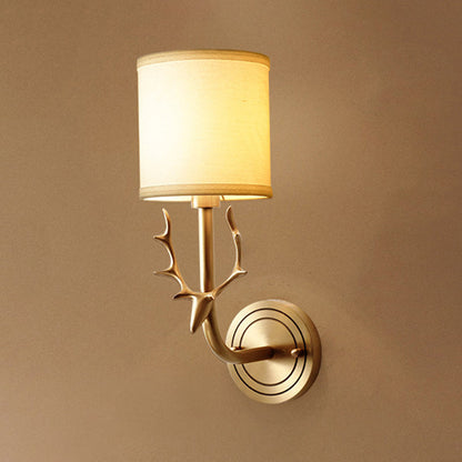 Aurélie Traditional Shaded Wall Light in Gold with Fabric & Glass