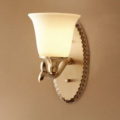 Aurélie Traditional Shaded Wall Light in Gold with Fabric & Glass