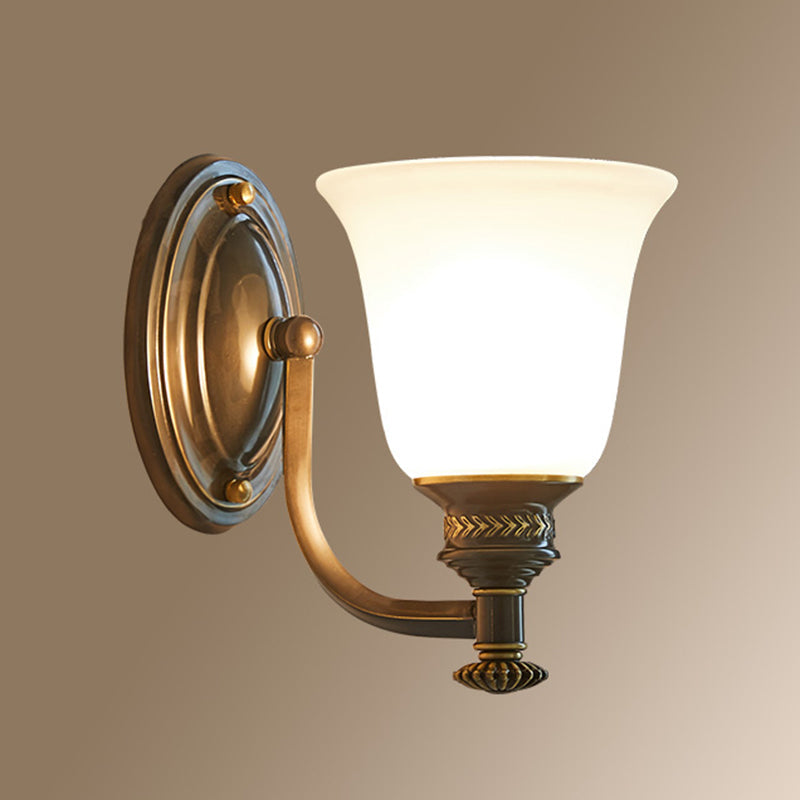 Aurélie Traditional Shaded Wall Light in Gold with Fabric & Glass