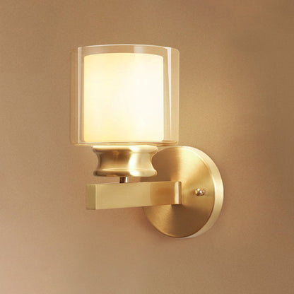 Aurélie Traditional Shaded Wall Light in Gold with Fabric & Glass