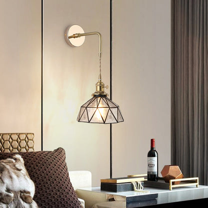 Élise Vintage Glas Lampenschirm Wandlampe Gold Finish