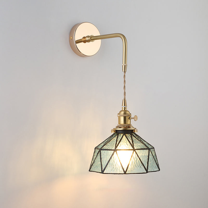Élise Vintage Glas Lampenschirm Wandlampe Gold Finish