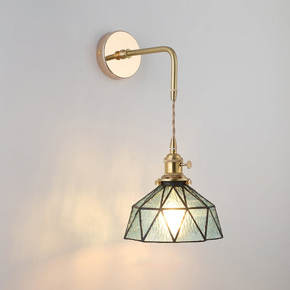 Élise Vintage Glas Lampenschirm Wandlampe Gold Finish