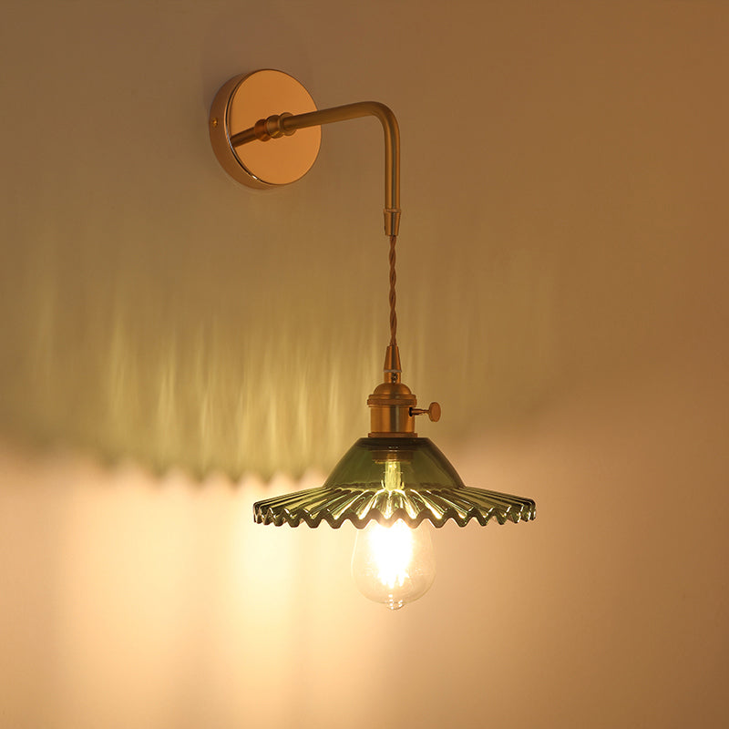Élise Vintage Glas Lampenschirm Wandlampe Gold Finish