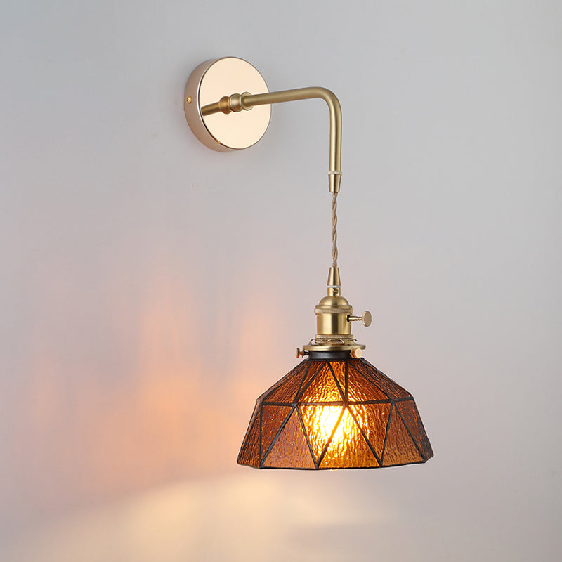 Élise Vintage Glas Lampenschirm Wandlampe Gold Finish