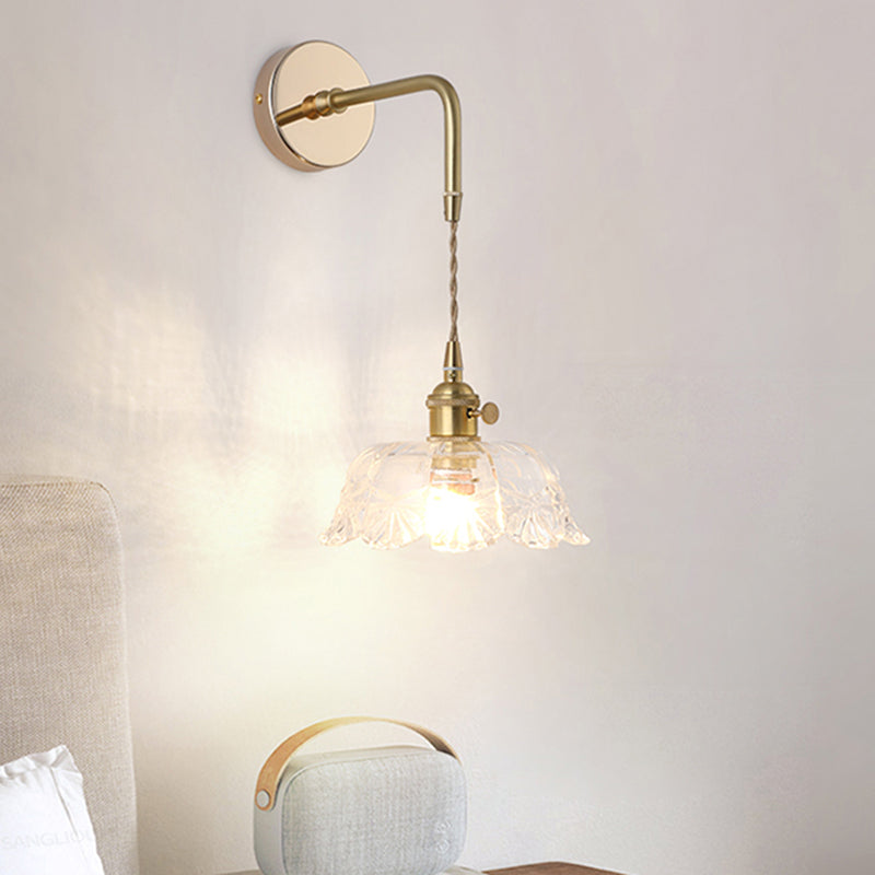 Élise Vintage Glas Lampenschirm Wandlampe Gold Finish