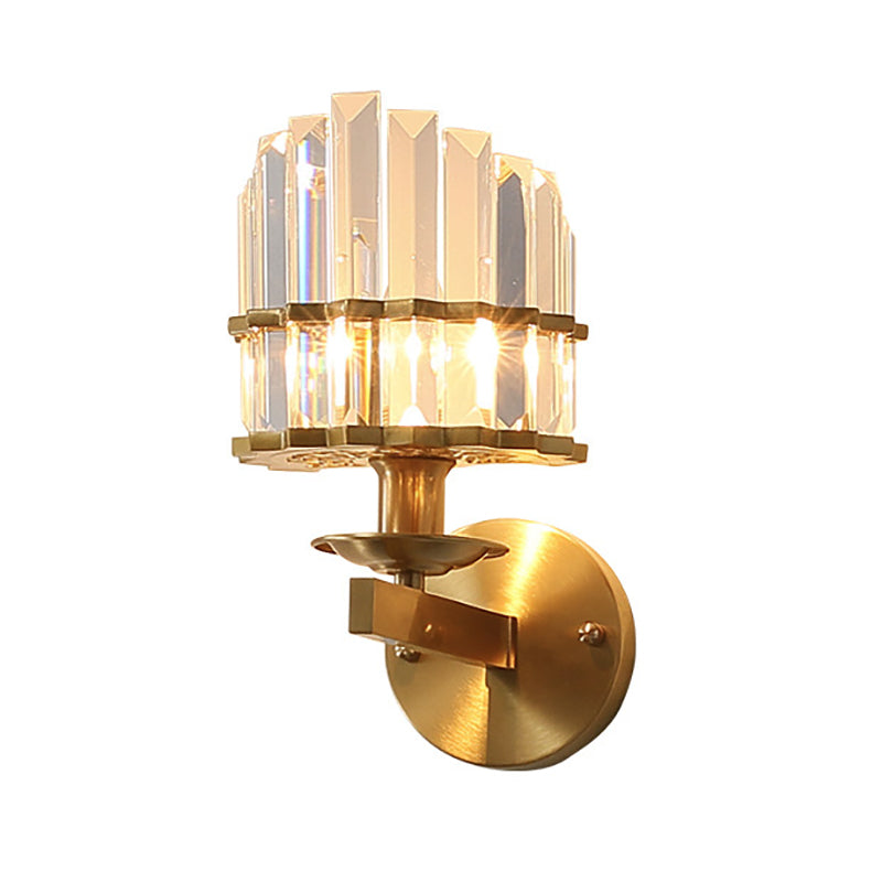 Élise Contemporary K9 Crystal Wall Sconce 1-Light Black/Brass