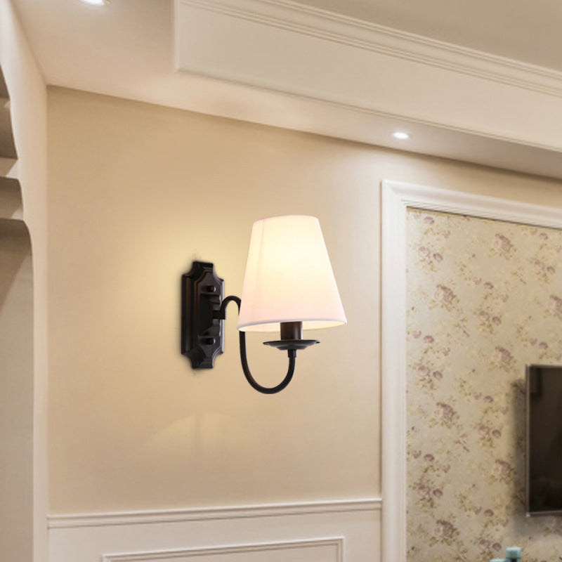 Émilie Bucket Shade Fabric Wall Light – Vintage Black
