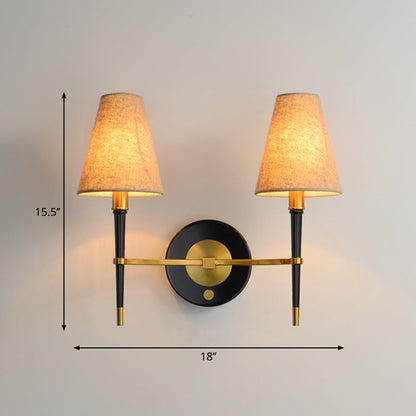 Sophie Tapered Wall Light with Brass Frame and Fabric Shade