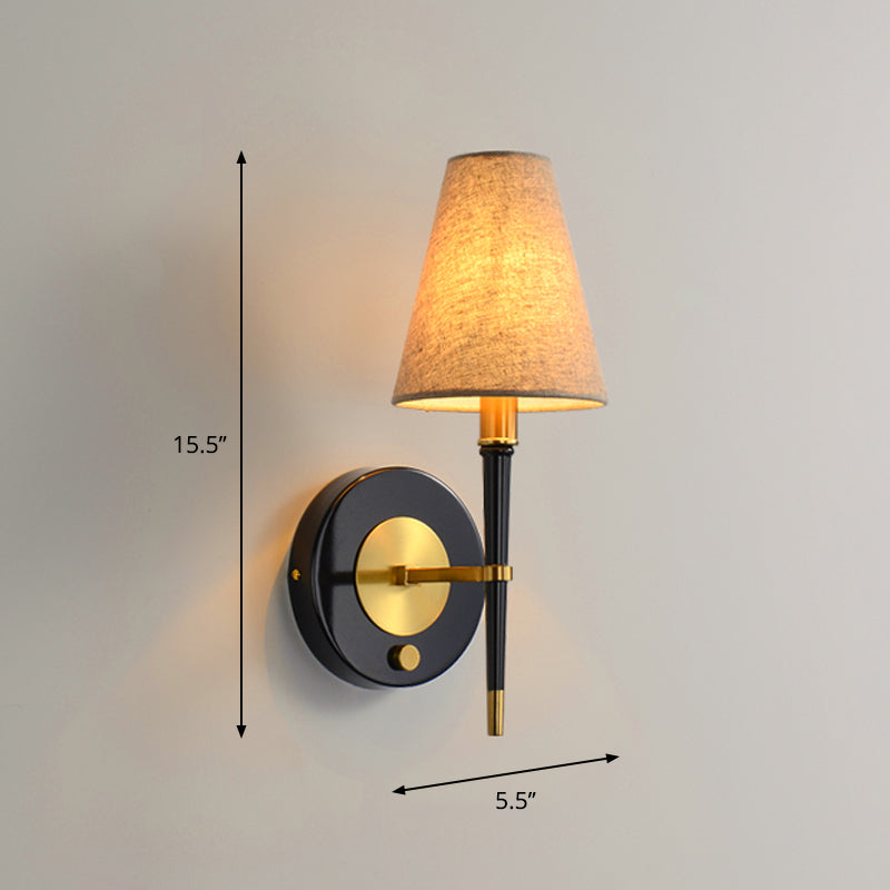 Sophie Tapered Wall Light with Brass Frame and Fabric Shade