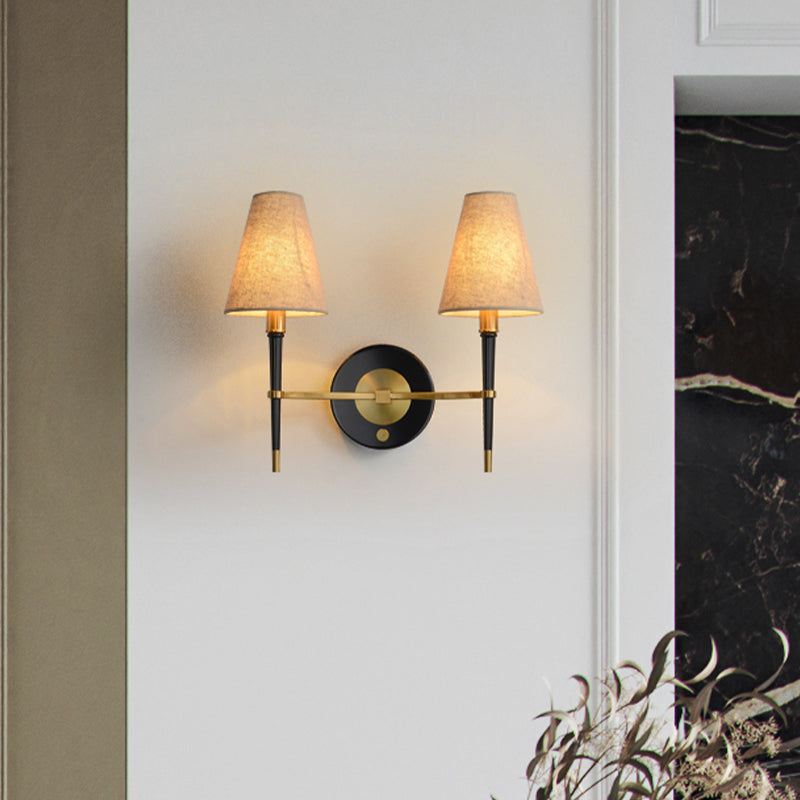 Sophie Tapered Wall Light with Brass Frame and Fabric Shade