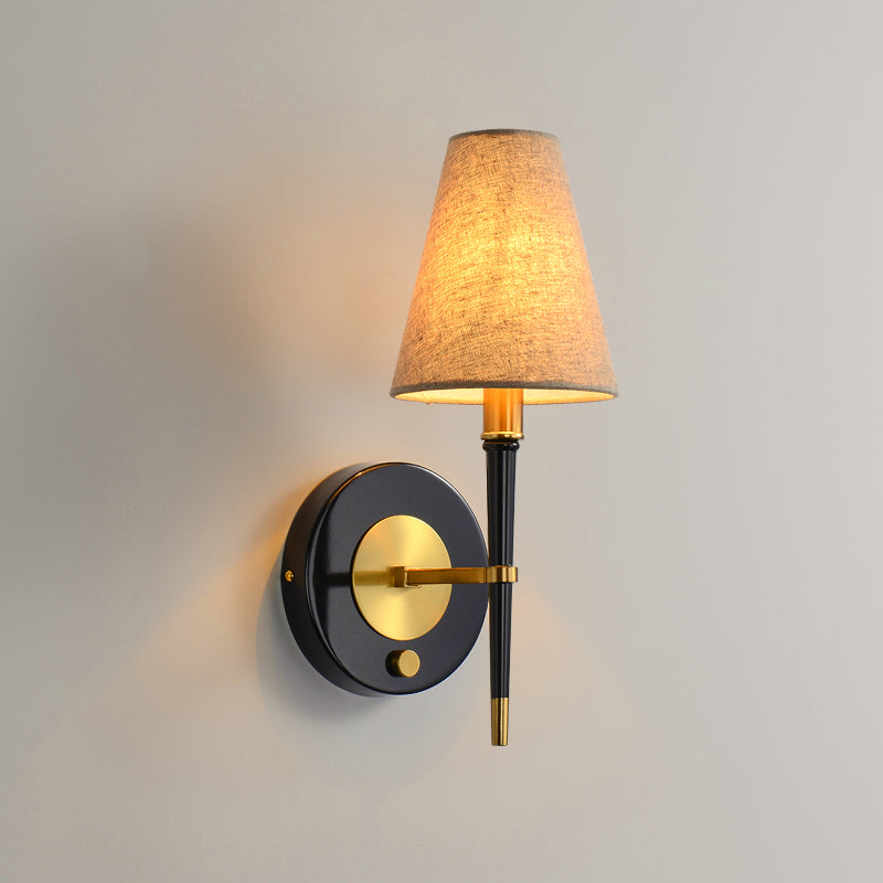 Sophie Tapered Wall Light with Brass Frame and Fabric Shade