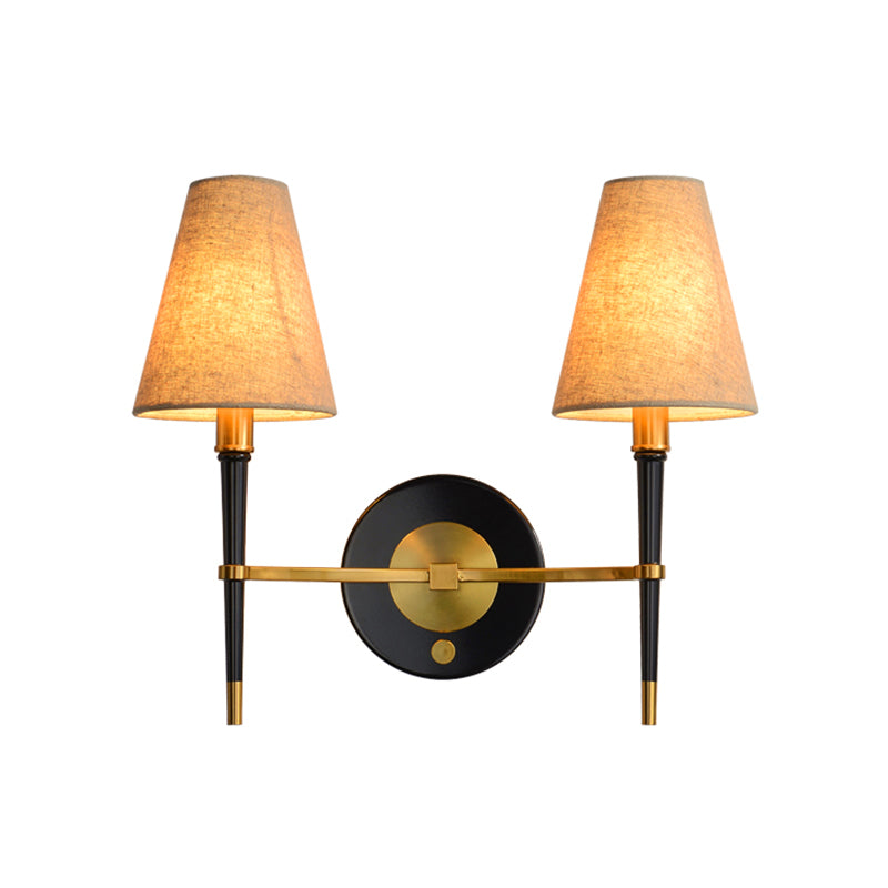 Sophie Tapered Wall Light with Brass Frame and Fabric Shade