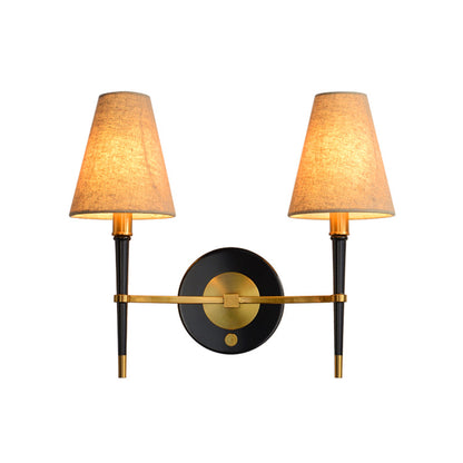 Sophie Tapered Wall Light with Brass Frame and Fabric Shade