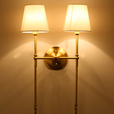 Aurélie Bucket Fabric Wall Lamp Brass Traditional