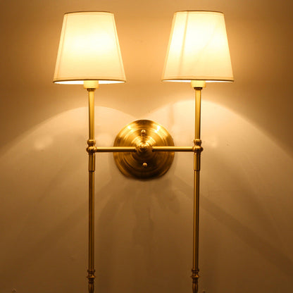 Aurélie Bucket Fabric Wall Lamp Brass Traditional