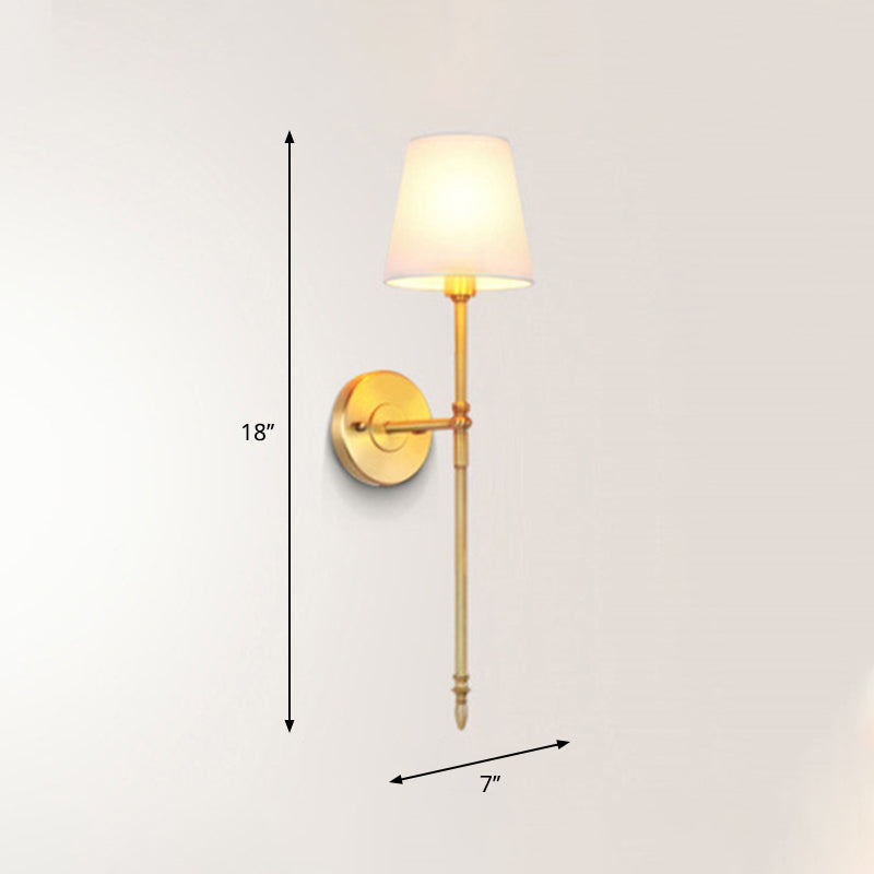 Aurélie Bucket Fabric Wall Lamp Brass Traditional