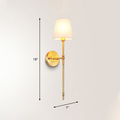 Aurélie Bucket Fabric Wall Lamp Brass Traditional
