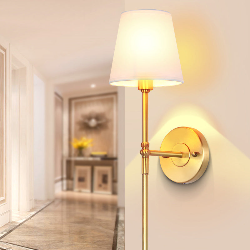 Aurélie Bucket Fabric Wall Lamp Brass Traditional