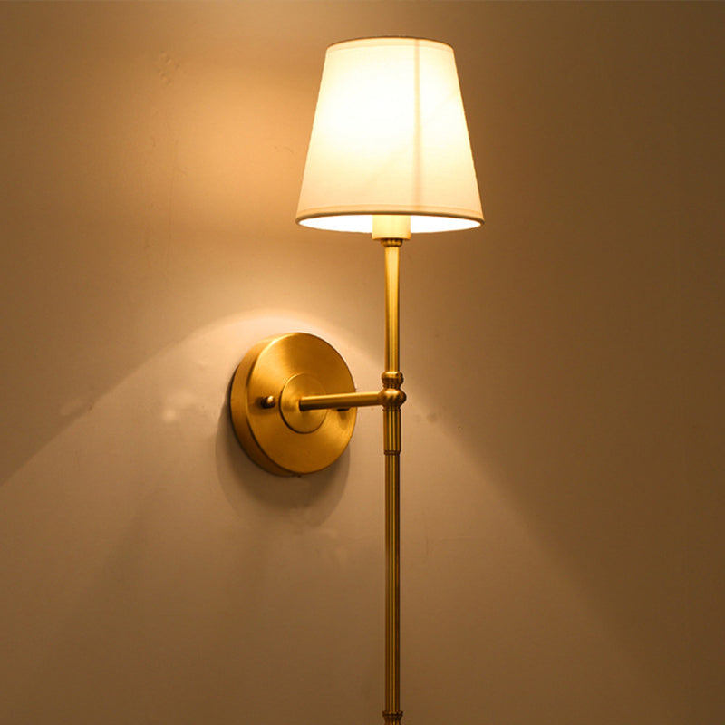 Aurélie Bucket Fabric Wall Lamp Brass Traditional