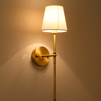 Aurélie Bucket Fabric Wall Lamp Brass Traditional