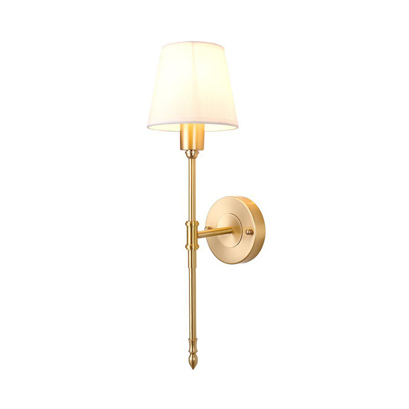 Aurélie Bucket Fabric Wall Lamp Brass Traditional