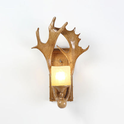 Margaux Antler Resin Wall Light with Frosted Glass Shade