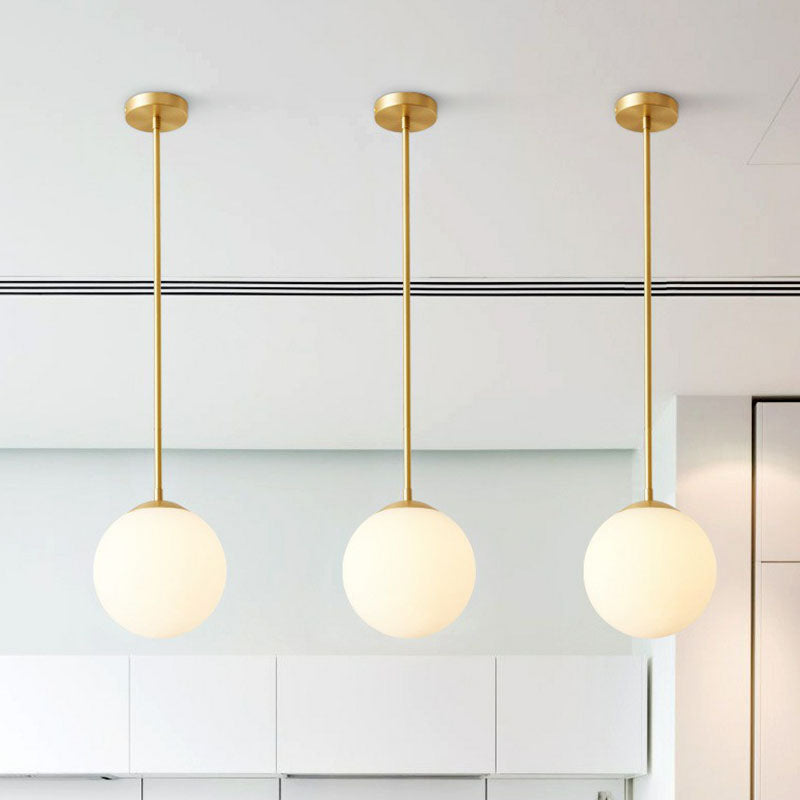Camille Modern Globe Kitchen Pendant Light in Cream Glass