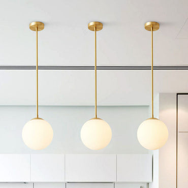 Camille Modern Globe Kitchen Pendant Light in Cream Glass