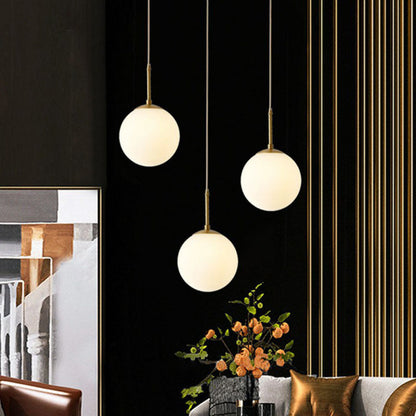 Camille Modern Globe Kitchen Pendant Light in Cream Glass