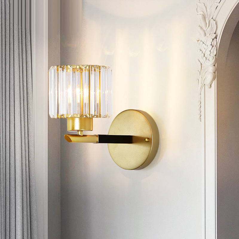 Madeleine Gold Crystal Cylinder Wall Light Sconce