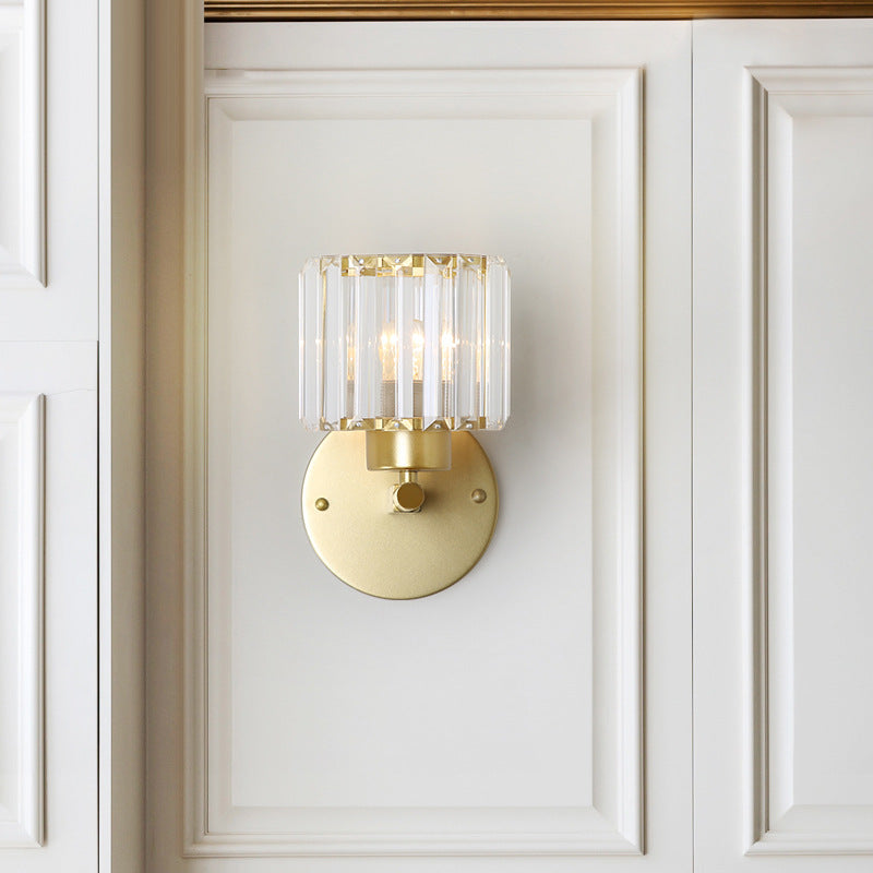 Madeleine Gold Crystal Cylinder Wall Light Sconce