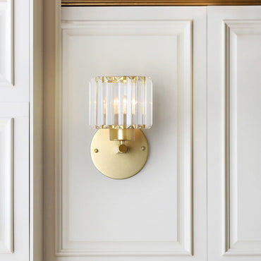 Madeleine Gold Crystal Cylinder Wall Light Sconce
