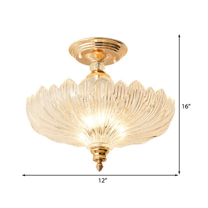 Adeline Crystal Scalloped Semi Flush Ceiling Light