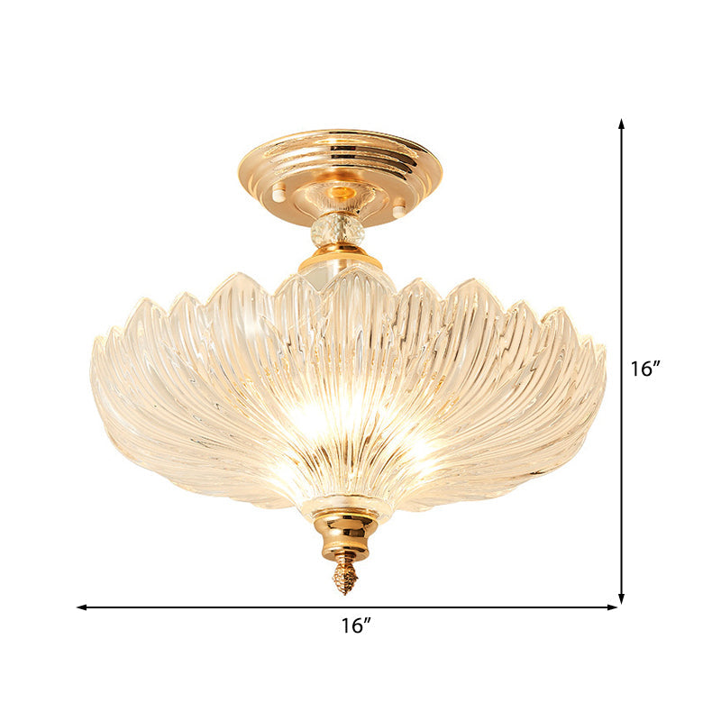 Adeline Crystal Scalloped Semi Flush Ceiling Light