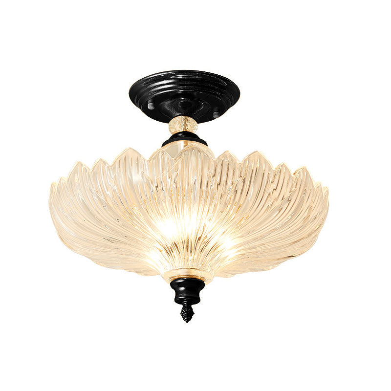 Adeline Crystal Scalloped Semi Flush Ceiling Light