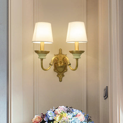 Amélie Minimalist Tapered Wall Sconce in White and Brass