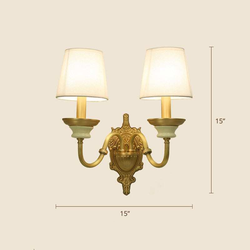 Amélie Minimalist Tapered Wall Sconce in White and Brass