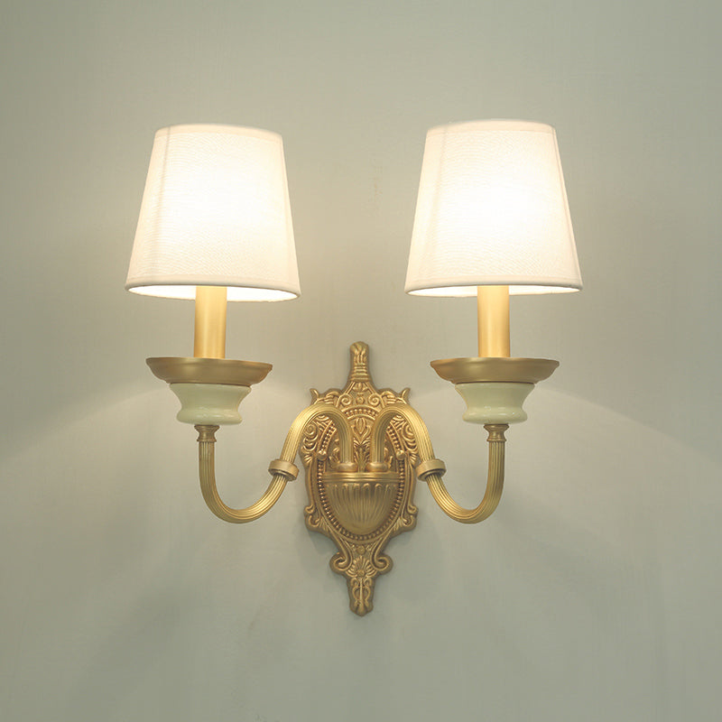 Amélie Minimalist Tapered Wall Sconce in White and Brass