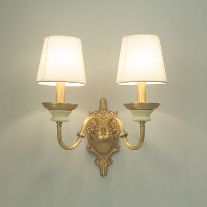 Amélie Minimalist Tapered Wall Sconce in White and Brass