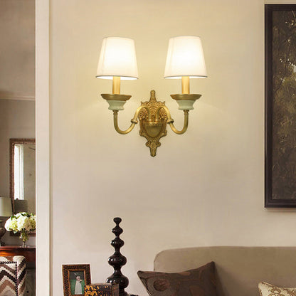 Amélie Minimalist Tapered Wall Sconce in White and Brass