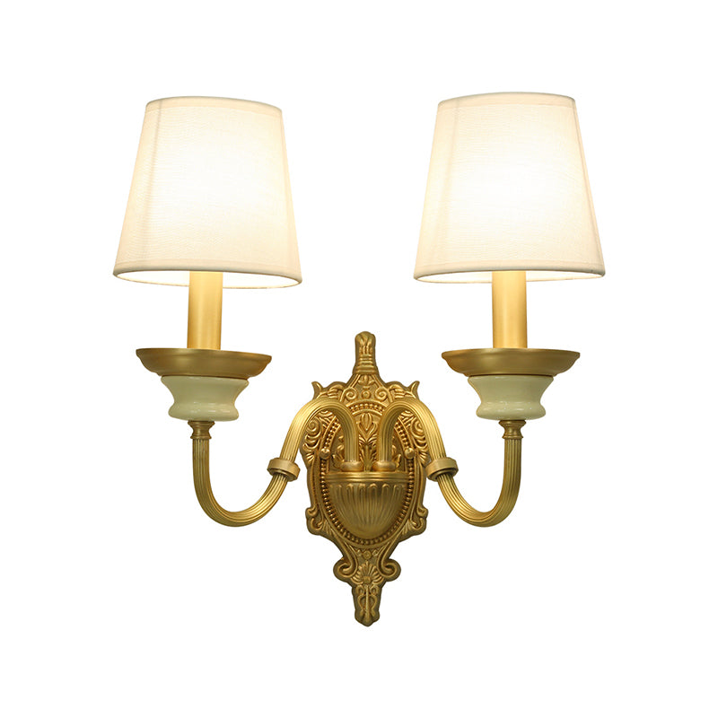 Amélie Minimalist Tapered Wall Sconce in White and Brass
