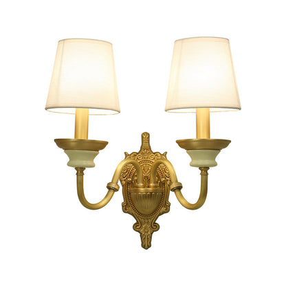 Amélie Minimalist Tapered Wall Sconce in White and Brass