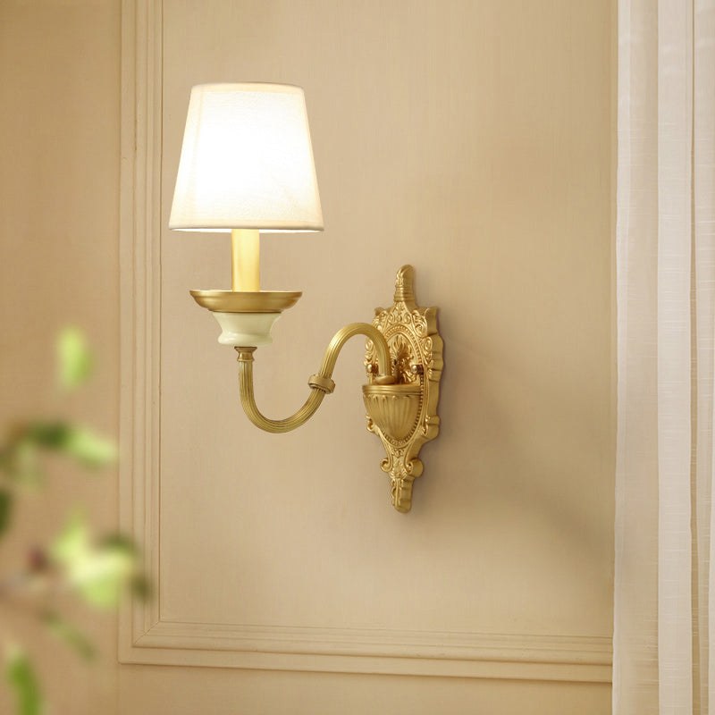 Amélie Minimalist Tapered Wall Sconce in White and Brass